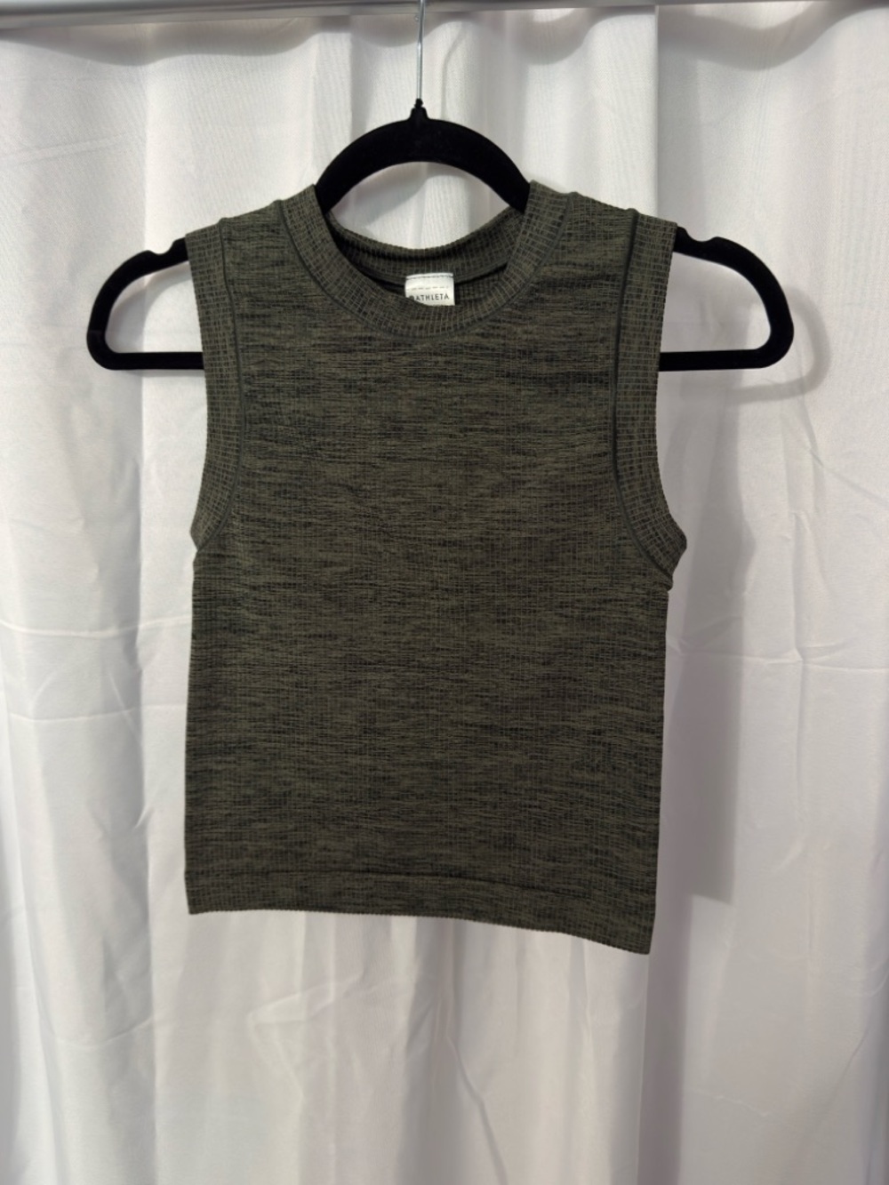 Athleta Olive Green Ribbed Sleeveless Knit Top